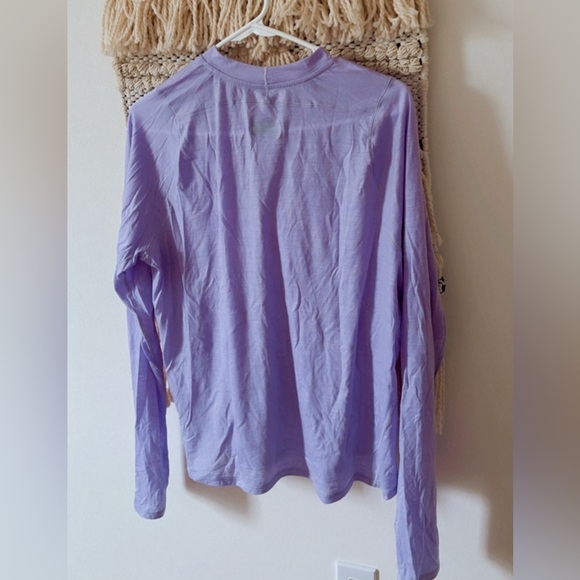 Janji Repeat Merino Wool Womens Long Sleeve Athletic Top Lavender Size Large - Picture 4 of 5